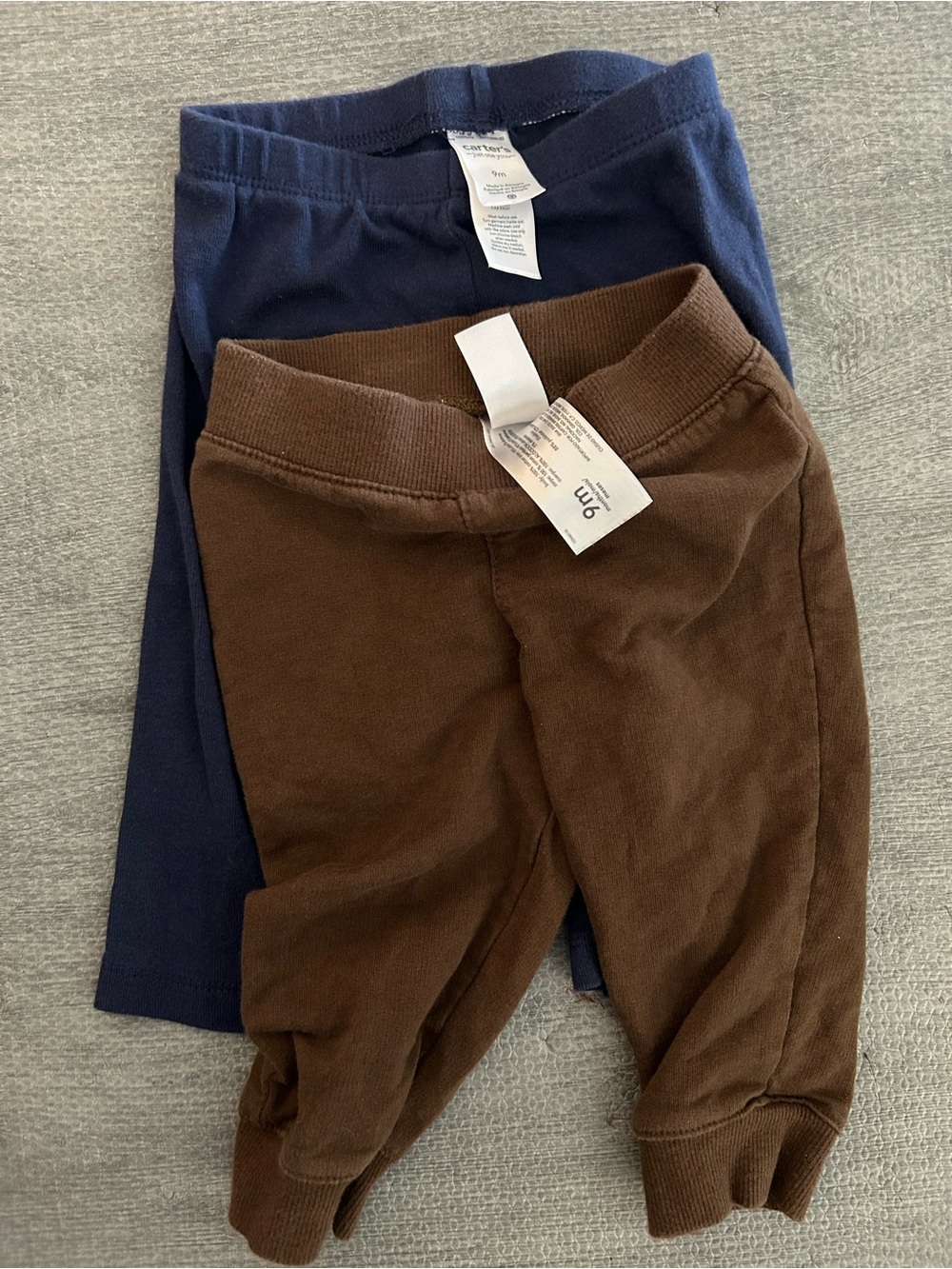 Carter's Navy and Brown Cotton sweatpants/joggers. Size 9M.